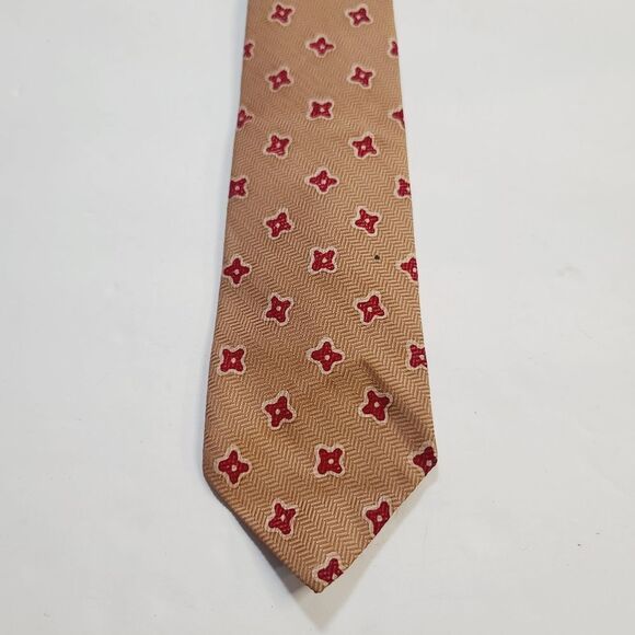 Vintage Andre Valentino Mod Retro Brown Flower Print Tricel Neck Tie - Picture 1 of 7